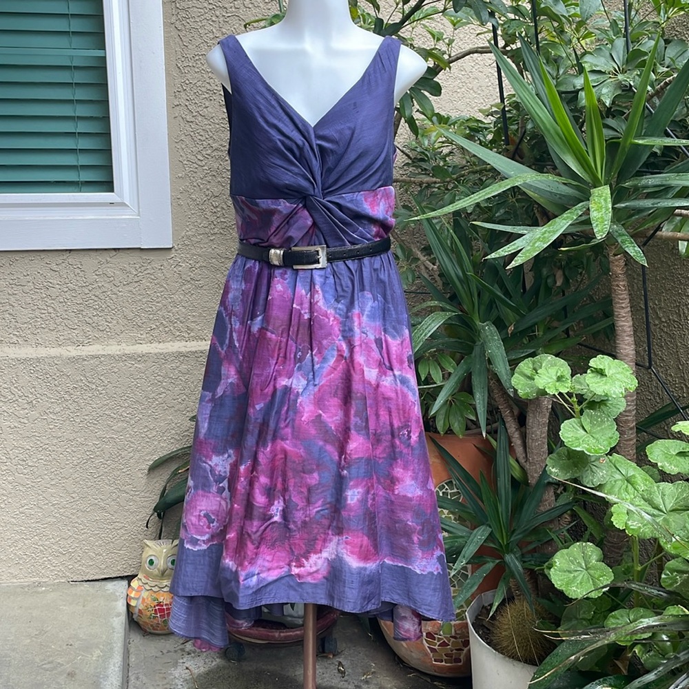Neiman Marcus Purple and Blue Midi Dress